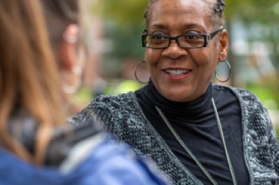 two women are talking